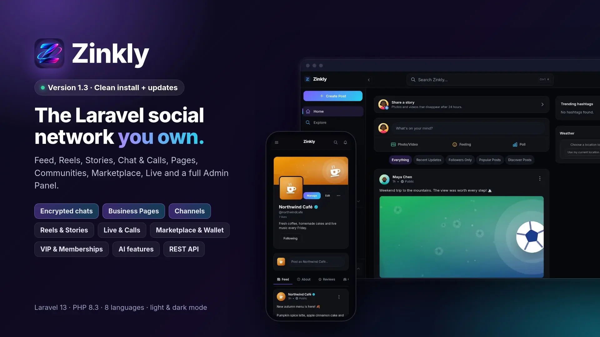 Zinkly - Laravel Social Network with Reels, Live, Marketplace & Communities screenshot 1