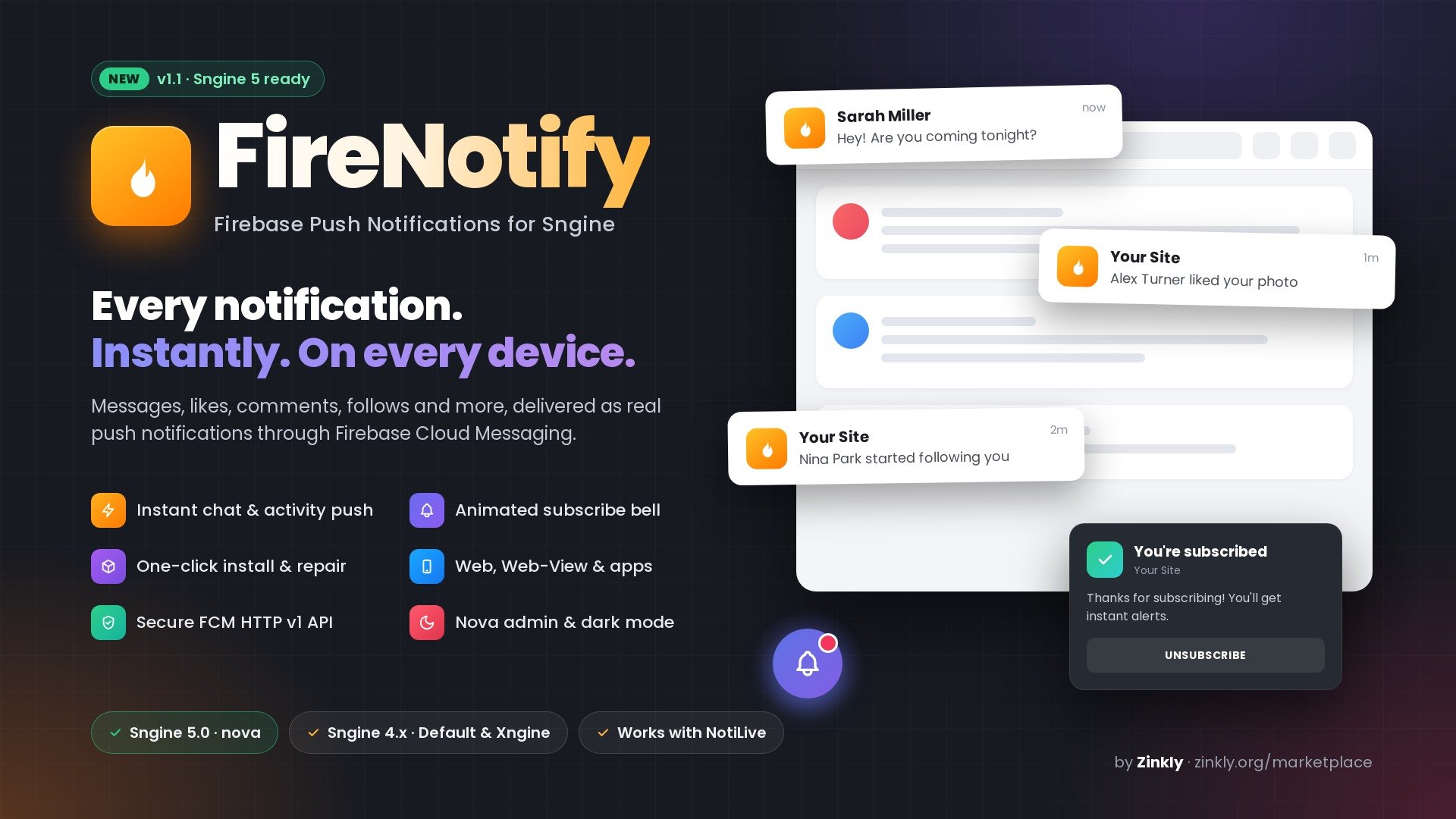 FireNotify – Firebase Push Notifications for Sngine screenshot 1